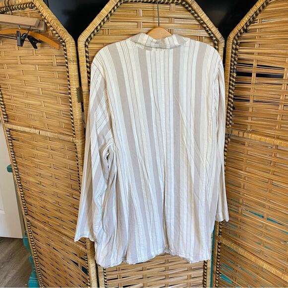 Torrid Beige and White Striped Jacket blazer career wear linen blend plus size 4 - Picture 8 of 8